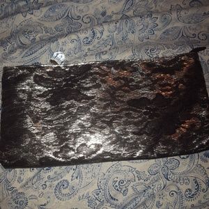 Lace silver and black clutch
